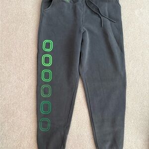 Gray Sweatpants with Green Accents